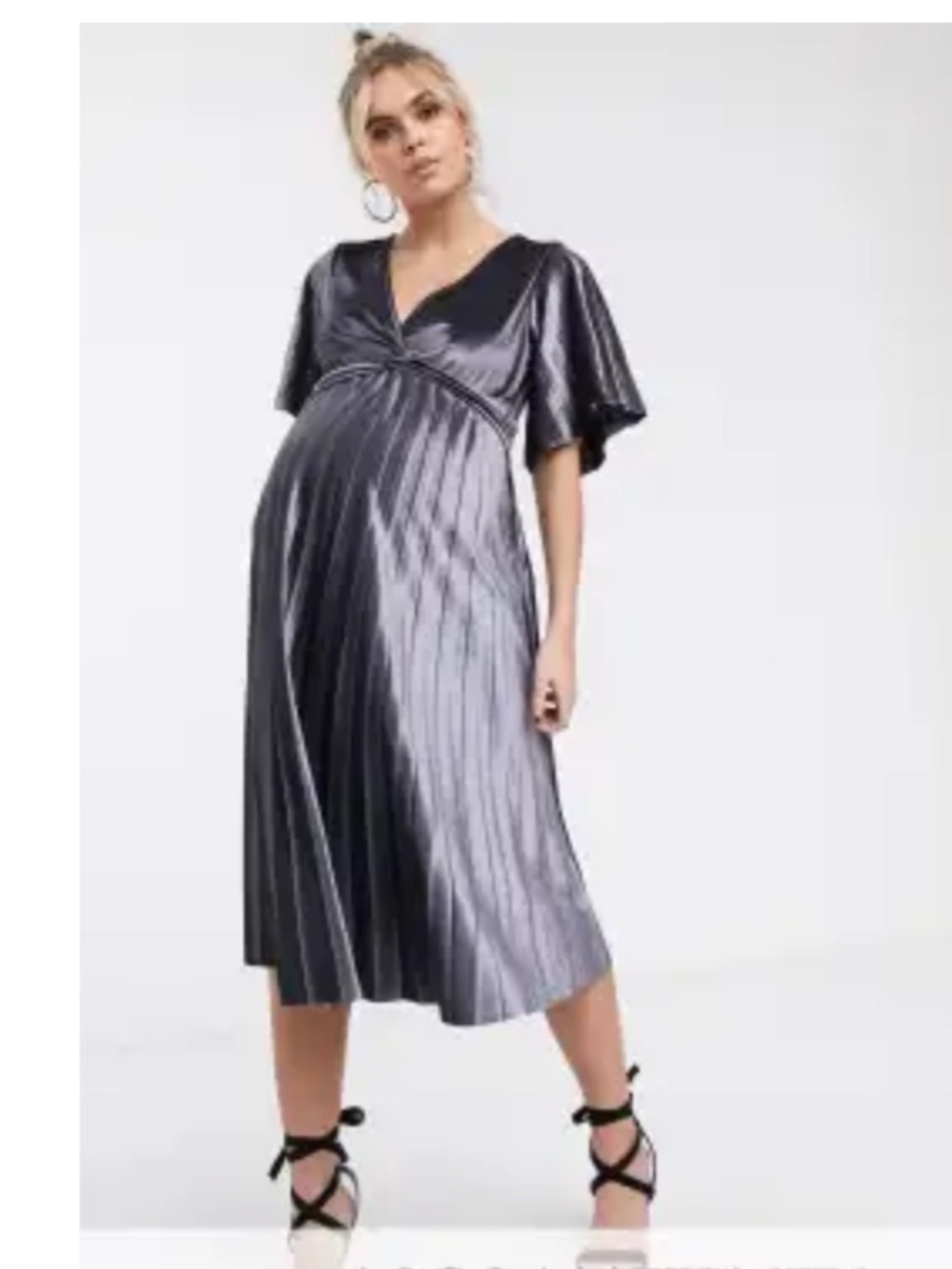 ASOS Design Maternity Metallic Pleated Midi Dress